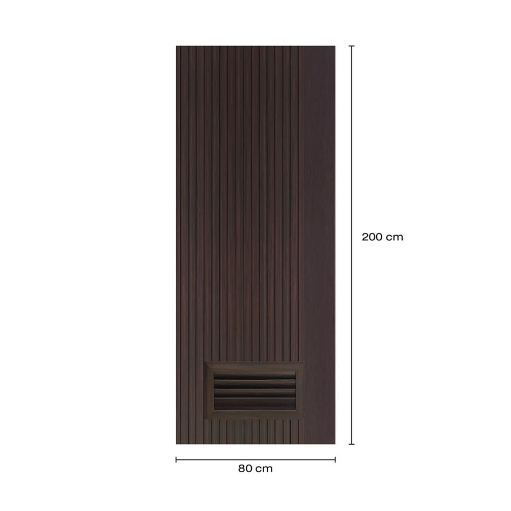 ประตูห้องน้ำโพลีสไตรีน ไม่เจาะลูกบิด LINDEKOR VERTICAL 80x200 ซม. สีโอ๊ค (เปิดด้านซ้าย เข้าด้านใน)