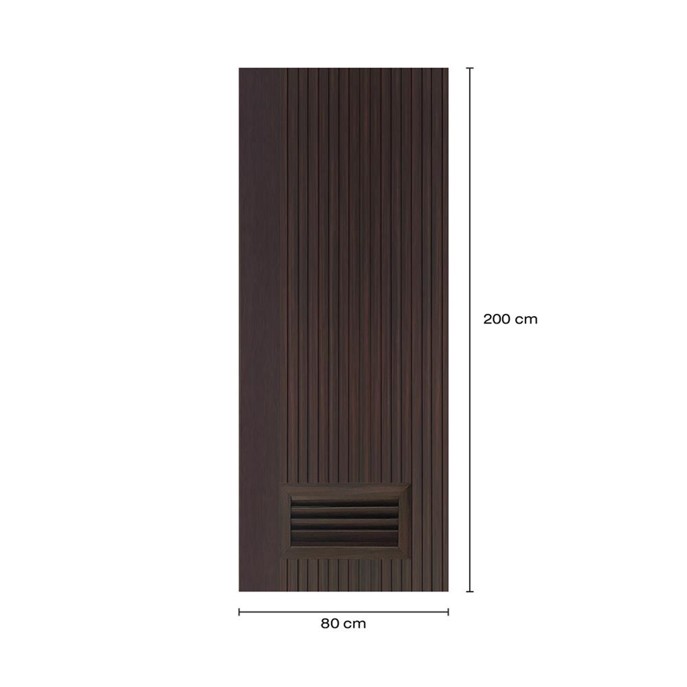 ประตูห้องน้ำโพลีสไตรีน ไม่เจาะลูกบิด LINDEKOR VERTICAL 80x200 ซม. สีโอ๊ค (เปิดด้านขวา เข้าด้านใน)