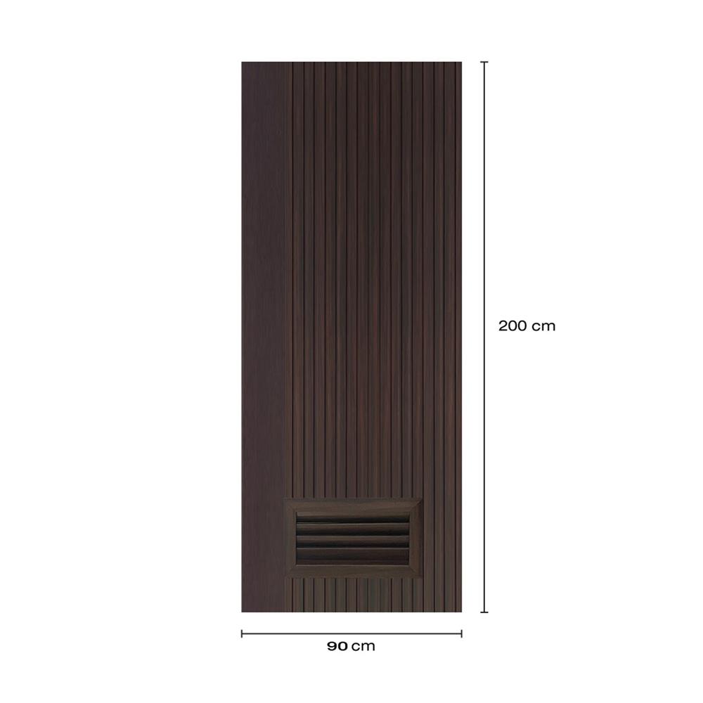 ประตูห้องน้ำโพลีสไตรีน ไม่เจาะลูกบิด LINDEKOR VERTICAL 90x200 ซม. สีโอ๊ค (เปิดด้านขวา เข้าด้านใน)