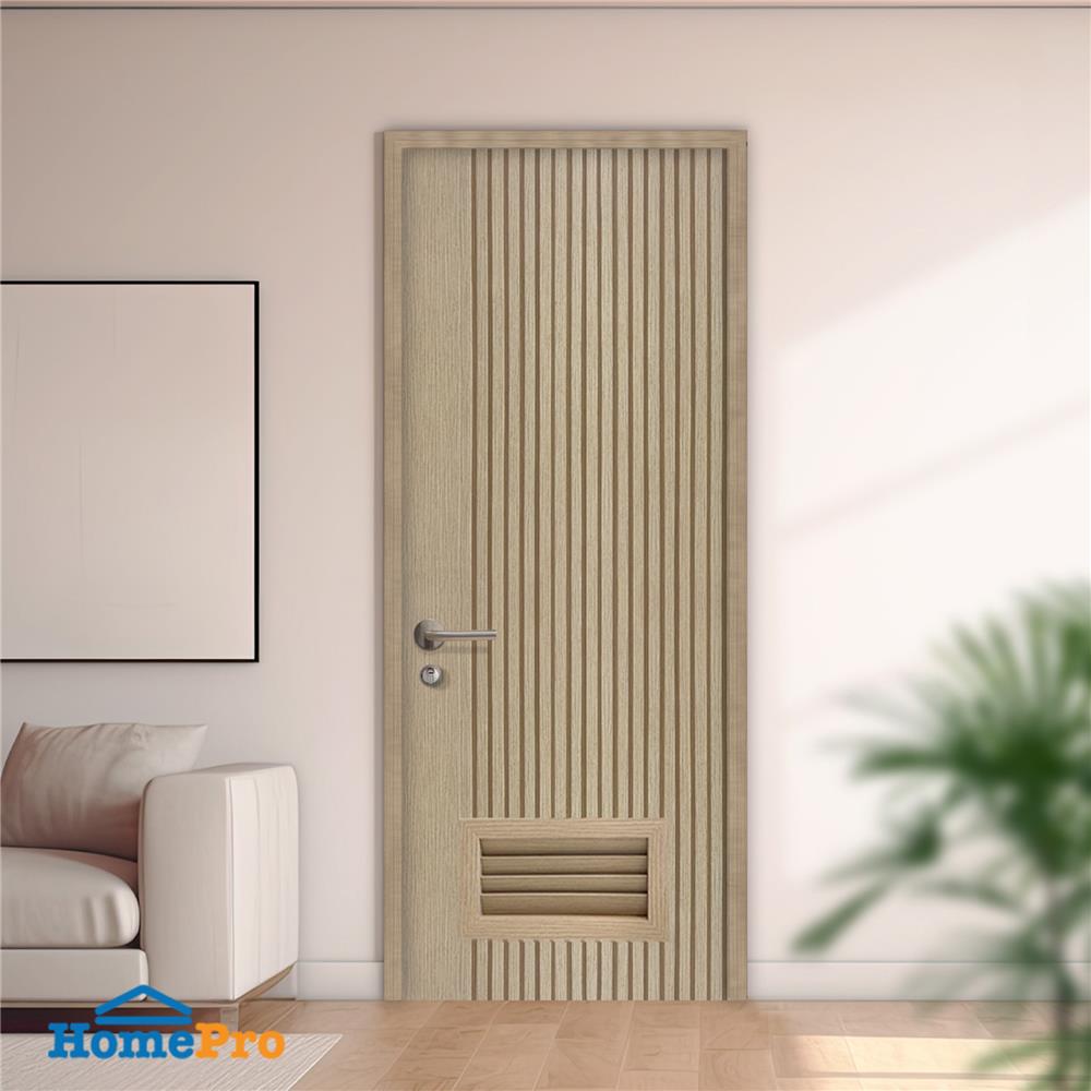 ประตูห้องน้ำโพลีสไตรีน ไม่เจาะลูกบิด LINDEKOR VERTICAL 70x200 ซม. สีบีชด้าน (เปิดด้านา เข้าด้านใน)