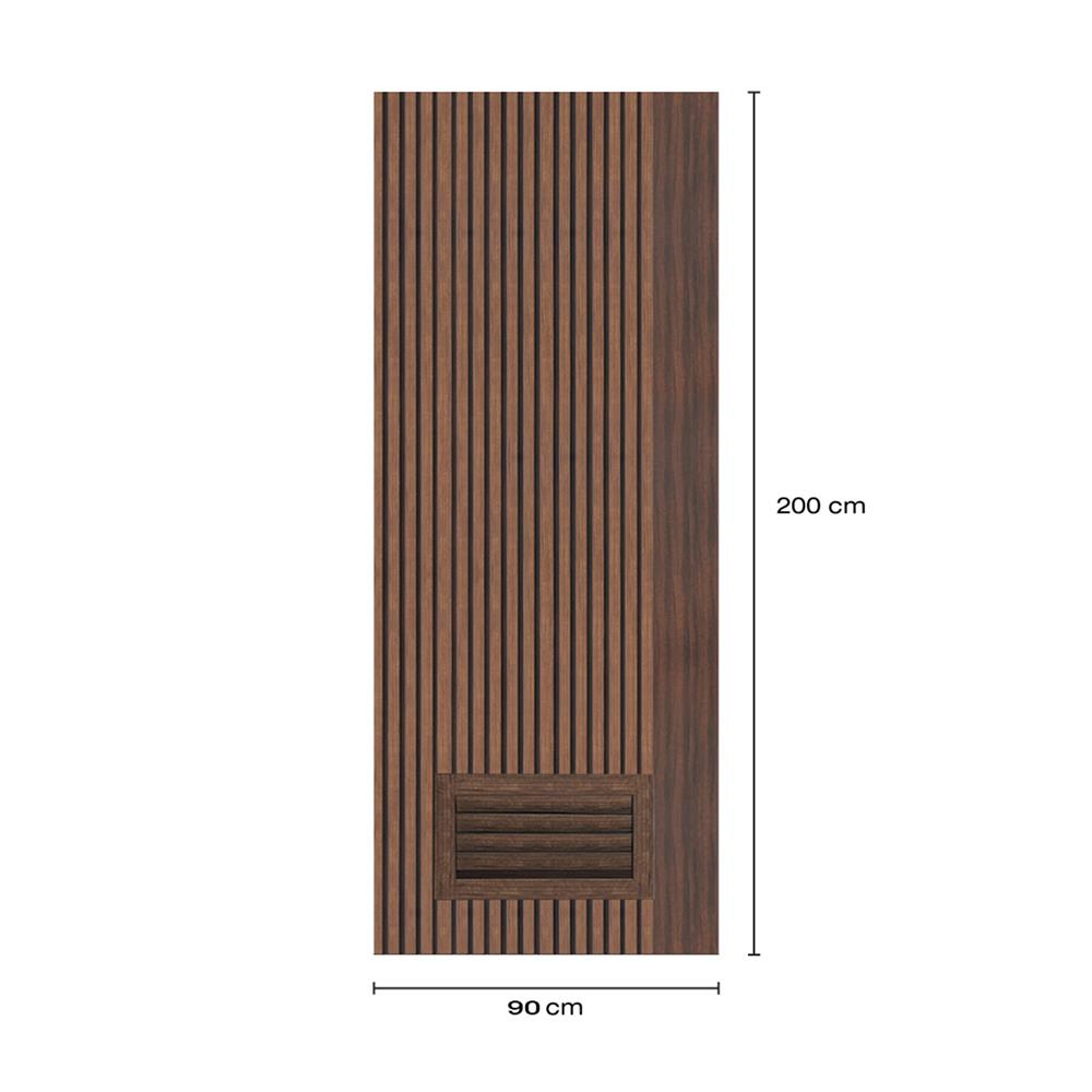 ประตูห้องน้ำโพลีสไตรีน ไม่เจาะลูกบิด LINDEKOR VERTICAL 90x200 ซม. สีโรสวู้ด (เปิดด้านซ้าย เข้าด้านใน)