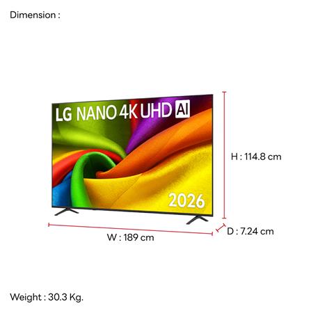 ทีวีแอลอีดี นาโน 85 นิ้ว LG (4K, LED, WEB OS) 85NU855BPSA_12