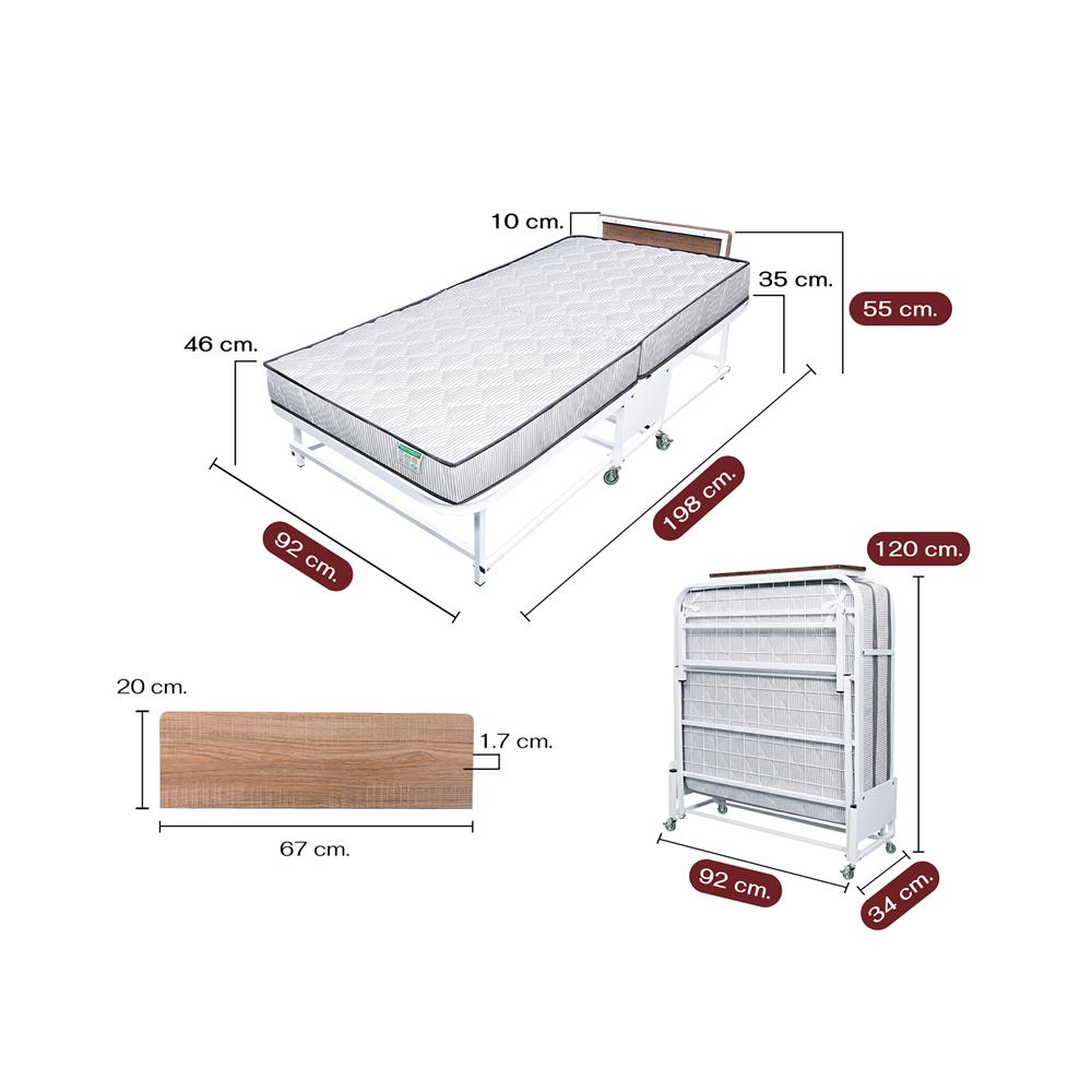เตียงพับพร้อม TOPPER THAIBULL SSTSFPE245-90 (TNR) สีขาว