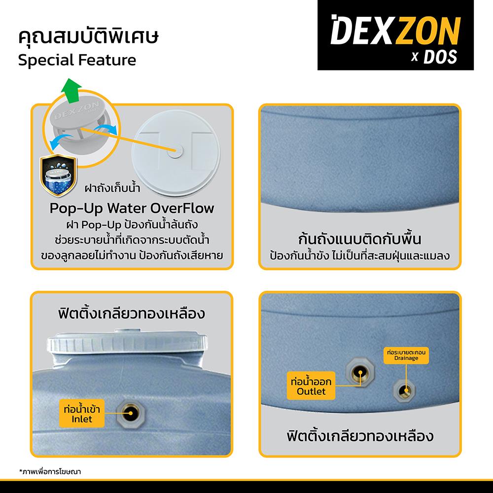 ถังเก็บน้ำ DEXZON GRANIX 2000 ลิตร สี GRANITE GREY