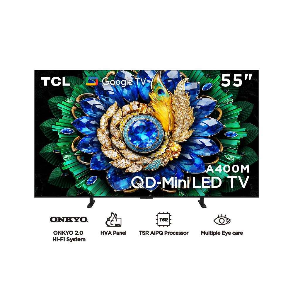 ทีวีคิวดี มินิแอลอีดี 55 นิ้ว TCL (4K, MINI LED, GOOGLE TV) 55A400M