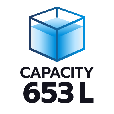ปริมาตรความจุ 653 ลิตร