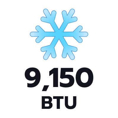 ปริมาตรความเย็น 9150 BTU