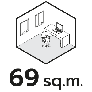 ขนาดห้องที่เหมาะสม 69 ตรม.