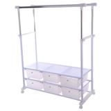 CLOTH RACK WITH 6 DRAWERS WITH WHEELS PLIM W150XD47XH165CM WHITE