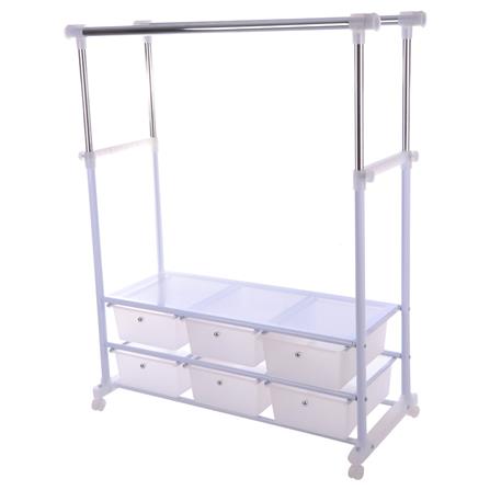 CLOTH RACK WITH 6 DRAWERS WITH WHEELS PLIM W150XD47XH165CM WHITE