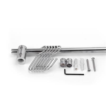 STAINLESS STEEL KITCHEN RAIL WITH 6 HOOKS EKONO 100CM