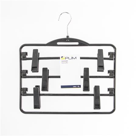 3-TIER CLOTHES HANGER WITH CLIPS PLIM HHG009-B BLACK