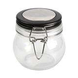 ROUND GLASS CANISTER WITH SPRING LID S BLACK