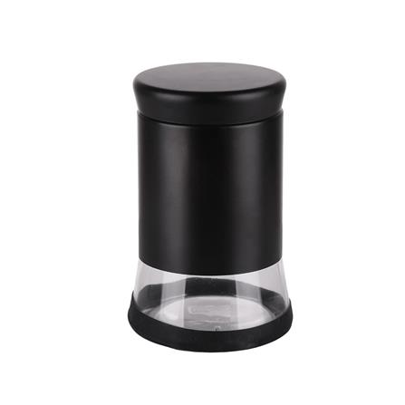 ROUND GLASS CANISTER WITH SCREW LID M BLACK