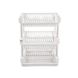 3-TIER PLASTIC DISH DRAINER WITH LID CSP 249-3 WHITE