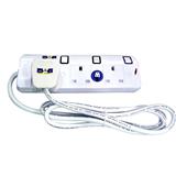 CENTO TRAILING SOCKET CT583 3 GANG 2M WHITE