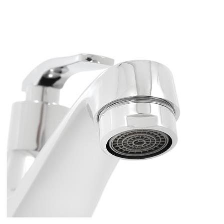 MOYA SINGLE BASIN FAUCET PN-8101 WHITE CHROME PLATED BRASS