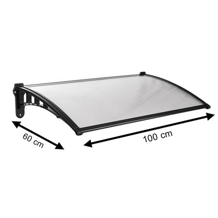 FIXED POLYCARBONATE AWNING SUNSHIELD 60X100CM CLEAR