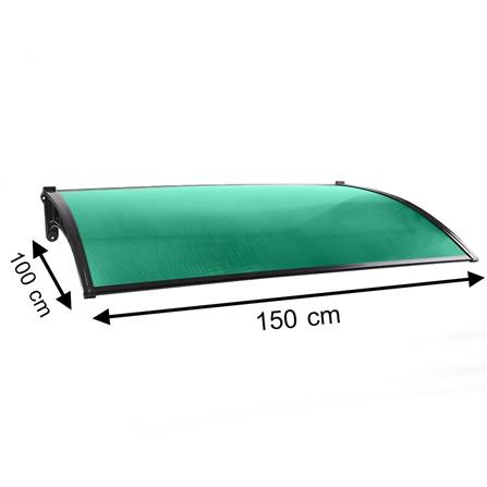 FIXED POLYCARBONATE AWNING SUNSHIELD 100X150CM GREEN
