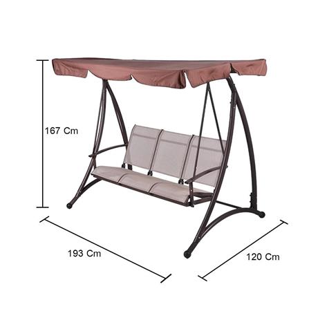 HOMEPRO SPRING SWING 3 SEATS TEXTILENE FOR OUTDOOR & GARDEN BROWN