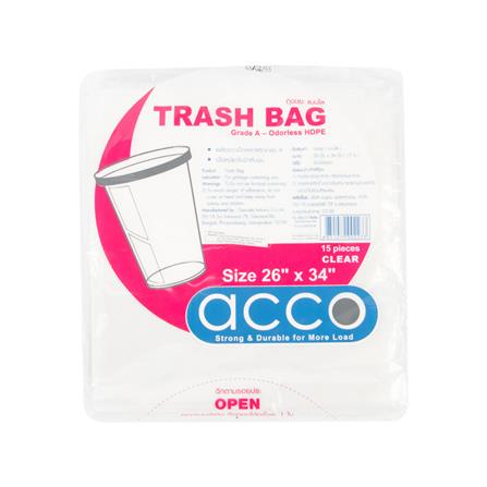 GARBAGE BAGS THIN ACCO 26X34" 15PCS CLEAR