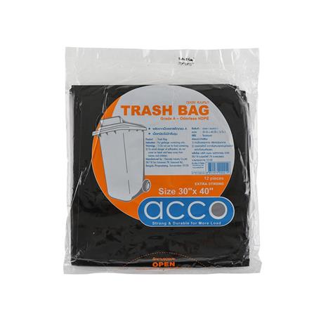 GARBAGE BAGS THICK ACCO 30X40" 12PCS BLACK
