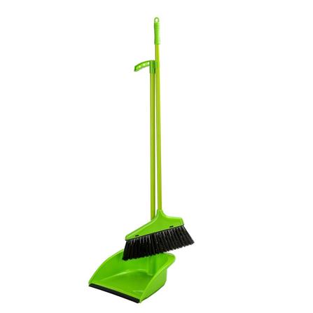 BROOM+DUSTPAN RUBBER EDGE YJ-1849 10" GREEN