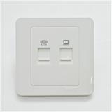 SIMON TELEPHONE SOCKET DOUBLE OUTLET 2 GANG RJ11+RJ45 35229S WHITE