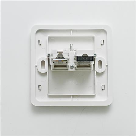 SIMON TELEPHONE SOCKET DOUBLE OUTLET 2 GANG RJ11+RJ45 35229S WHITE