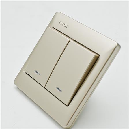 10A 2 GANG 1 WAY SWITCH WITH LED SIMON 51021BLD CC CHAMPAGNE