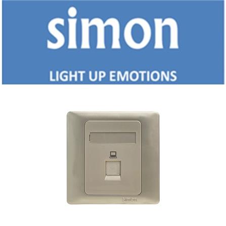 SIMON 1 GANG DATA CAT5E OUTLET RJ45 55218S CHAMPAGNE WALNUT