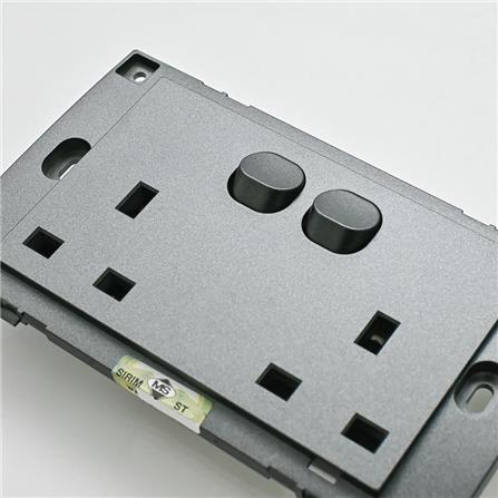 13A 2 GANG FLAT PIN SOCKET V45083 BK SIMON