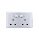 SIMON 13A 2 GANG FLAT PIN SOCKET V45083 WHITE