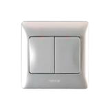 T&J 16AMP 2GANG PUSH BUTTON SWITCH K262-MSL (MATT SILVER)