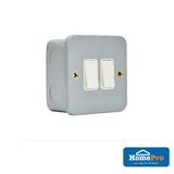 NNE 2GANG 2WAY METAL CLAD SWITCH 902/2 GREY