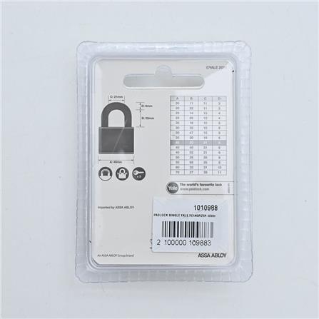 YALE 40MM ESSENTIAL STANDARD SHACKLE PADLOCK YE1/40/122/1