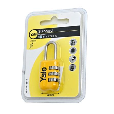 YALE 23MM COMBINATION PADLOCK 3-DIGIT YP2/23/128/1Y YELLOW