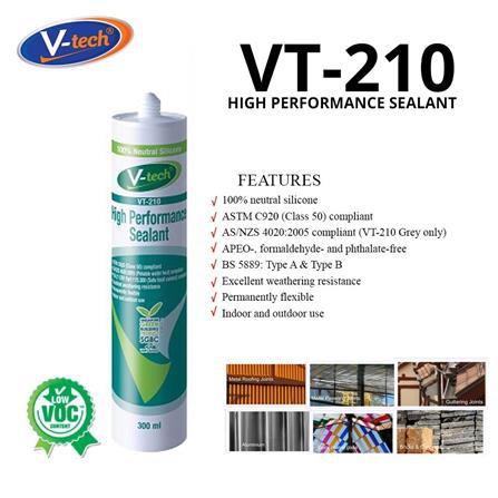 V-TECH WEATHERPROOFING SEALANT SILICONE VT-211 MATTE BLACK 300ML