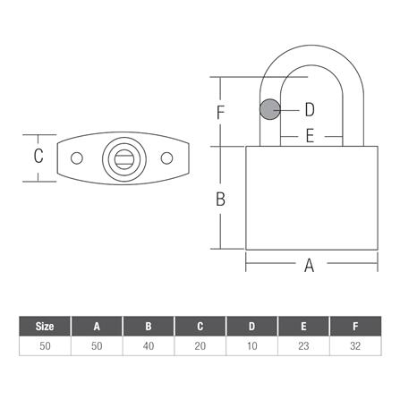 ST. GUCHI KEYED ALIKE PADLOCK SET PL500 (N)-505 50MM CHROME 5 EACH