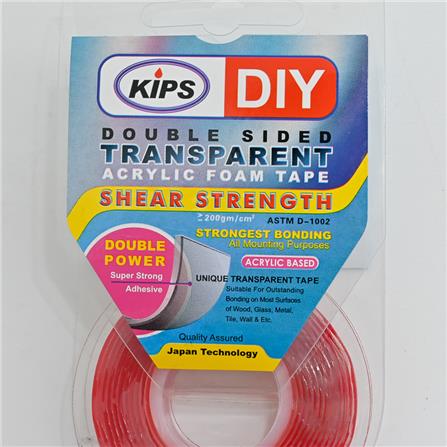 KIPS ACRYLIC DOUBLE SIDED TAPE CLEAR 12MM X 1.2M
