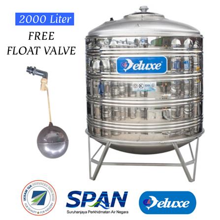 DELUXE STAINLESS STEEL WATER TANK VERTICAL WITH STAND ROUND BOTTOM CL50KT 2000L