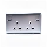 SCHNEIDER PIENO 13A TWIN GANG SWITCH SOCKET - LAVENDER SILVER (E82T25C LS G11)