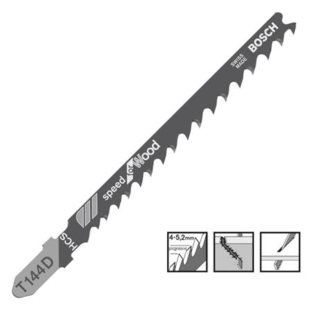 BOSCH JIGSAW BLADE  T144D (Straight Quick Cut) (Wood) 6-60mm 5PCS/PACK