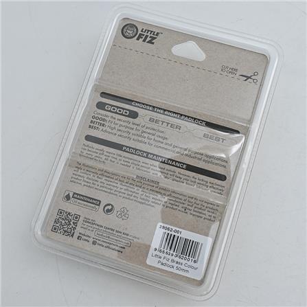 LITTLE FIZ PADLOCK SINGLE 50MM BRASS 1 EACH