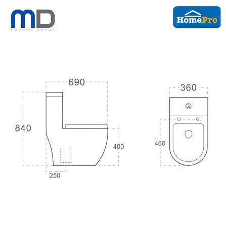 MD 1P TOILET AVON WASHDOWN DUAL FLUSH 3/6L WHITE