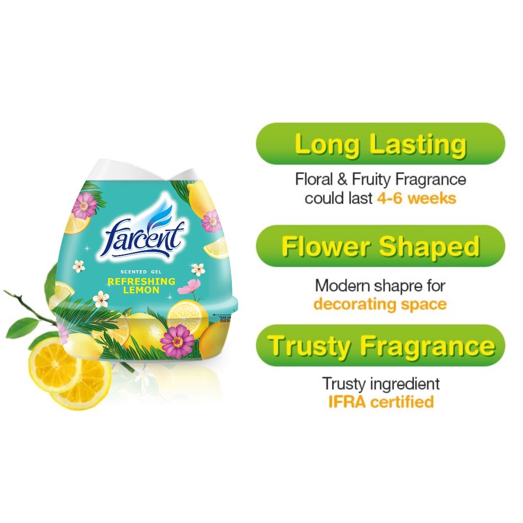 FARCENT AIR FRESHENER SCENTED GEL TWIN PACK 200G LEMON