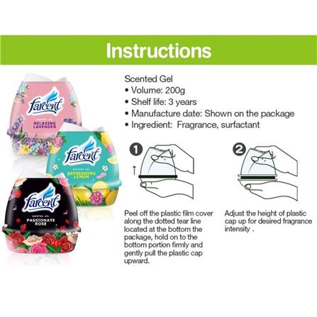 FARCENT AIR FRESHENER SCENTED GEL TWIN PACK 200G LEMON