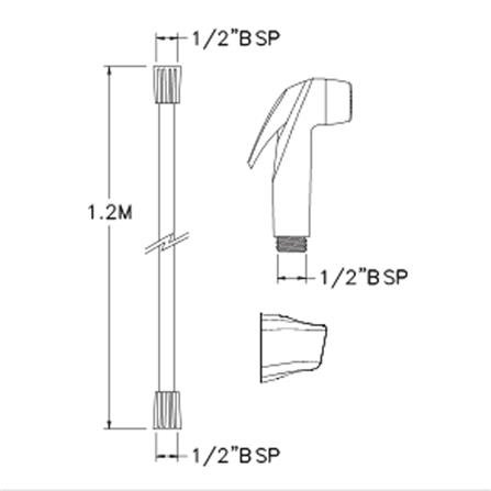 WATERTEC RINSING SPRAY SET FBD-HB311-1LWHC WHITE CHROME
