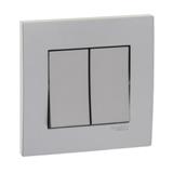 SCHNEIDER VIVACE 16AX 250V 2 GANG 1 WAY SWITCH ALUMINIUM SILVER