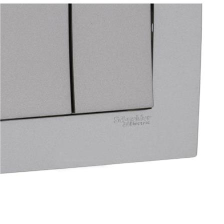 SCHNEIDER VIVACE 16AX 250V 2 GANG 1 WAY SWITCH ALUMINIUM SILVER